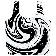 Black And White Swirl Spiral Swoosh Pattern Full Print Recycle Bag (xl) by SpinnyChairDesigns