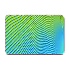 Blue Green Abstract Stripe Pattern  Small Doormat  by SpinnyChairDesigns