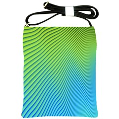 Blue Green Abstract Stripe Pattern  Shoulder Sling Bag by SpinnyChairDesigns