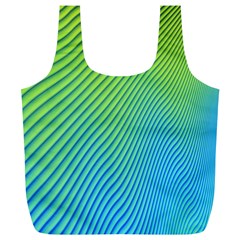 Blue Green Abstract Stripe Pattern  Full Print Recycle Bag (xl) by SpinnyChairDesigns