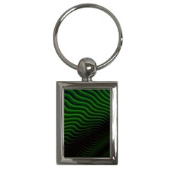 Black And Green Abstract Stripes Gradient Key Chain (rectangle) by SpinnyChairDesigns
