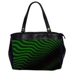 Black And Green Abstract Stripes Gradient Oversize Office Handbag (2 Sides) by SpinnyChairDesigns