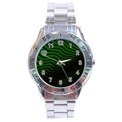 Black And Green Abstract Stripes Gradient Stainless Steel Analogue Watch