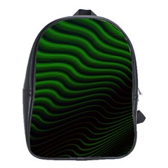 Black And Green Abstract Stripes Gradient School Bag (xl) by SpinnyChairDesigns