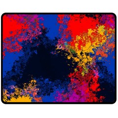 Colorful Paint Splatter Texture Red Black Yellow Blue Fleece Blanket (medium)  by SpinnyChairDesigns