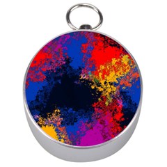 Colorful Paint Splatter Texture Red Black Yellow Blue Silver Compasses by SpinnyChairDesigns