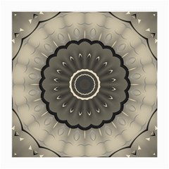 Beige Kaleidoscope Mandala Arabesque Pattern Medium Glasses Cloth (2 Sides) by SpinnyChairDesigns