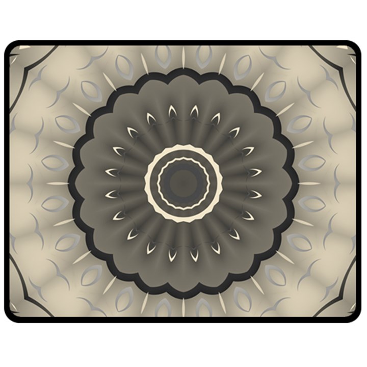 Beige Kaleidoscope Mandala Arabesque Pattern Fleece Blanket (Medium) 