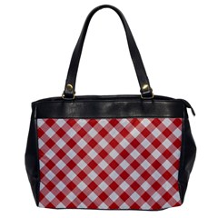 Picnic Gingham Red White Checkered Plaid Pattern Oversize Office Handbag by SpinnyChairDesigns