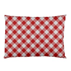 Picnic Gingham Red White Checkered Plaid Pattern Pillow Case (two Sides) by SpinnyChairDesigns