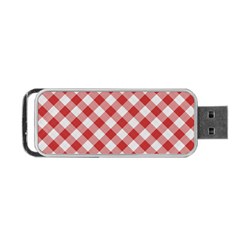 Picnic Gingham Red White Checkered Plaid Pattern Portable Usb Flash (one Side) by SpinnyChairDesigns