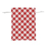 Picnic Gingham Red White Checkered Plaid Pattern Lightweight Drawstring Pouch (L) Back