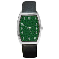 Green Intricate Pattern Barrel Style Metal Watch by SpinnyChairDesigns