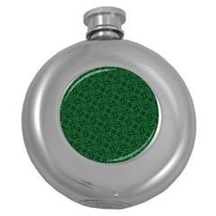 Green Intricate Pattern Round Hip Flask (5 Oz) by SpinnyChairDesigns