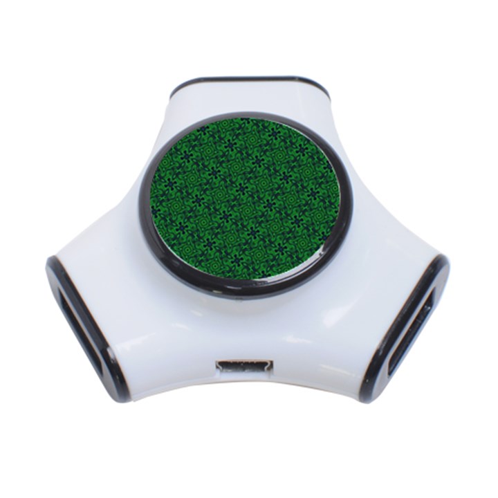 Green Intricate Pattern 3-Port USB Hub