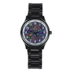 Multicolored Abstract Art Pattern Stainless Steel Round Watch Front