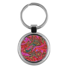 Abstract Art Multicolored Pattern Key Chain (round) by SpinnyChairDesigns