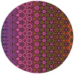 Abstract Retro Floral Stripes Pattern Wooden Puzzle Round by SpinnyChairDesigns