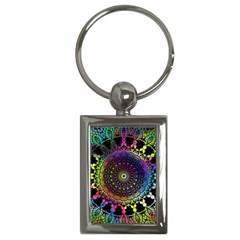 Colorful Rainbow Colored Arabesque Mandala Kaleidoscope  Key Chain (rectangle) by SpinnyChairDesigns