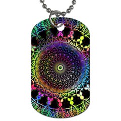 Colorful Rainbow Colored Arabesque Mandala Kaleidoscope  Dog Tag (two Sides) by SpinnyChairDesigns