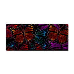 Colorful Monarch Butterfly Pattern Hand Towel by SpinnyChairDesigns