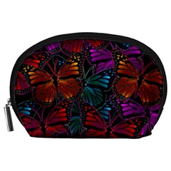 Colorful Monarch Butterfly Pattern Accessory Pouch (large) by SpinnyChairDesigns