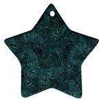 Dark Teal Butterfly Pattern Ornament (Star) Front