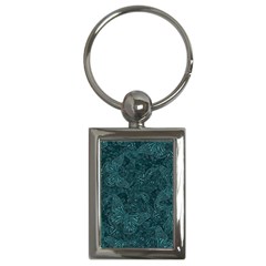 Dark Teal Butterfly Pattern Key Chain (rectangle) by SpinnyChairDesigns