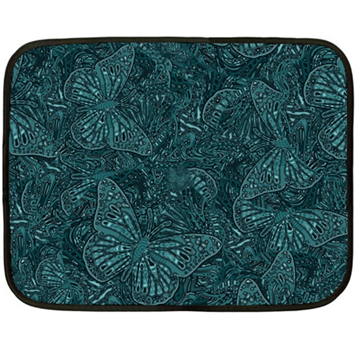 Dark Teal Butterfly Pattern Fleece Blanket (Mini)