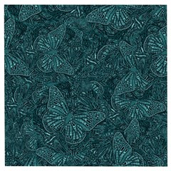 Dark Teal Butterfly Pattern Wooden Puzzle Square