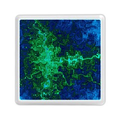 Abstract Green And Blue Techno Pattern Memory Card Reader (square) by SpinnyChairDesigns