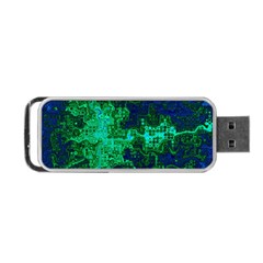 Abstract Green And Blue Techno Pattern Portable Usb Flash (one Side) by SpinnyChairDesigns