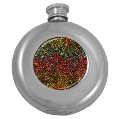Stylish Fall Colors Camouflage Round Hip Flask (5 Oz) by SpinnyChairDesigns