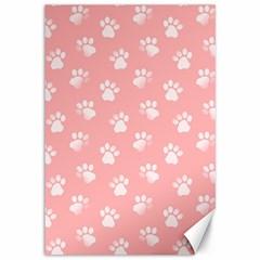 Animal Cat Dog Prints Pattern Pink White Canvas 12  X 18  by SpinnyChairDesigns