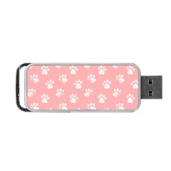 Animal Cat Dog Prints Pattern Pink White Portable Usb Flash (one Side) by SpinnyChairDesigns