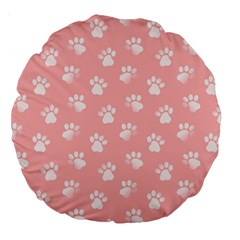 Animal Cat Dog Prints Pattern Pink White Large 18  Premium Round Cushions by SpinnyChairDesigns