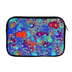 Cosmos Flowers Blue Red Apple Macbook Pro 17  Zipper Case by DinkovaArt