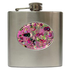 Cosmos Flowers Dark Red Hip Flask (6 Oz) by DinkovaArt