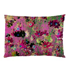 Cosmos Flowers Dark Red Pillow Case by DinkovaArt