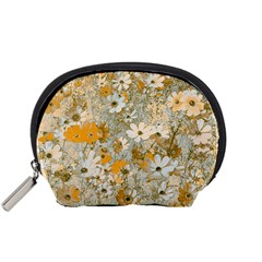 Cosmos Flowers Sepia Color Accessory Pouch (small) by DinkovaArt