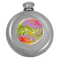 Infinity Painting Green Round Hip Flask (5 Oz) by DinkovaArt