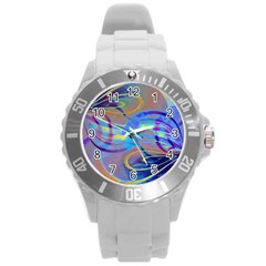 Infinity Painting Blue Round Plastic Sport Watch (l) by DinkovaArt