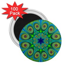 Peacock Mandala Kaleidoscope Arabesque Pattern 2 25  Magnets (100 Pack) 