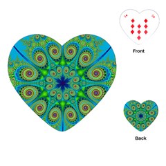 Peacock Mandala Kaleidoscope Arabesque Pattern Playing Cards Single Design (heart)