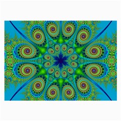 Peacock Mandala Kaleidoscope Arabesque Pattern Large Glasses Cloth by SpinnyChairDesigns