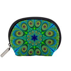 Peacock Mandala Kaleidoscope Arabesque Pattern Accessory Pouch (small) by SpinnyChairDesigns
