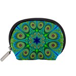 Peacock Mandala Kaleidoscope Arabesque Pattern Accessory Pouch (Small) Front