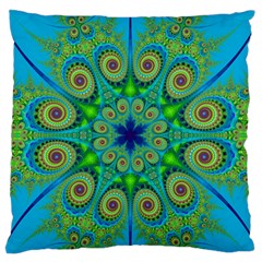 Peacock Mandala Kaleidoscope Arabesque Pattern Large Flano Cushion Case (one Side)