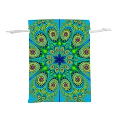 Peacock Mandala Kaleidoscope Arabesque Pattern Lightweight Drawstring Pouch (l)