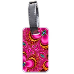 Abstract Pink Gold Floral Print Pattern Luggage Tag (two Sides) by SpinnyChairDesigns